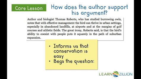 what evidence does the author include in his arguments|Evidence .